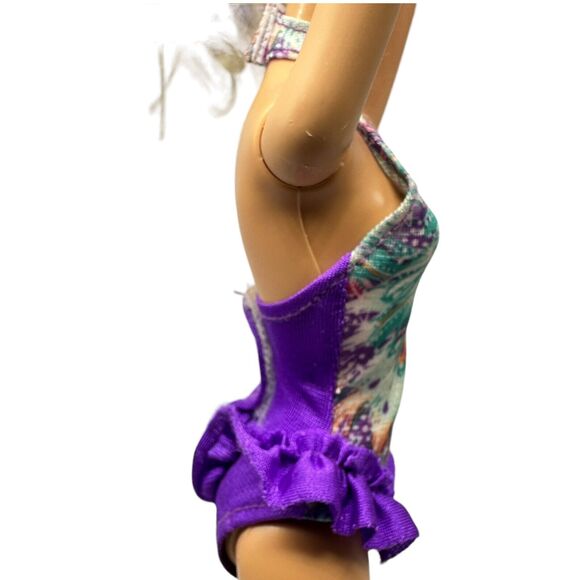 Barbie Doll Purple Print Bathing Suit / Ice Skating Costume Clothes - Picture 2 of 6